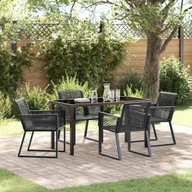 Conjunto de Comedor de Jardín 5 pcs Negro Poliratán