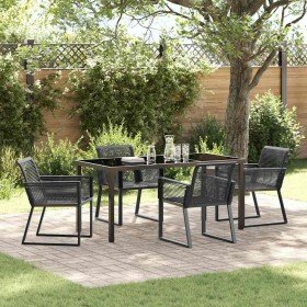Conjunto de Comedor de Jardín 5 pcs Negro Poliratán