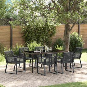 Conjunto de Comedor de Jardín 7 pcs Negro Poliratán Conjunto de Comedor de Jardín 7 pcs Negro Poliratán