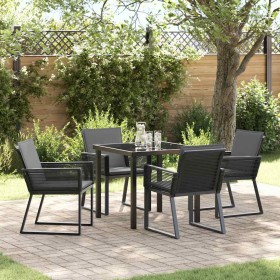 Conjunto de Comedor de Jardín 5 pcs Negro Poliratán