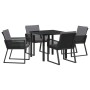 Conjunto de Comedor de Jardín 5 pcs Negro Poliratán
