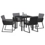Conjunto de Comedor de Jardín 5 pcs Negro Poliratán