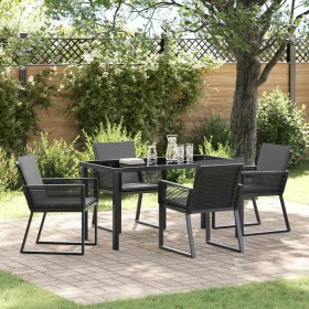 Conjunto de Comedor de Jardín 5 pcs Negro Poliratán