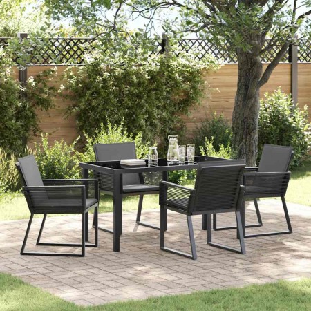 Conjunto de Comedor de Jardín 5 pcs Negro Poliratán