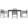 Conjunto de Comedor de Jardín 5 pcs Negro Poliratán