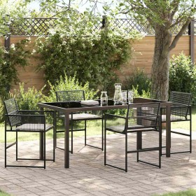 Conjunto de Comedor de Jardín 5 pcs Negro Poliratán