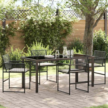Conjunto de Comedor de Jardín 5 pcs Negro Poliratán