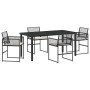 Conjunto de Comedor de Jardín 5 pcs Negro Poliratán