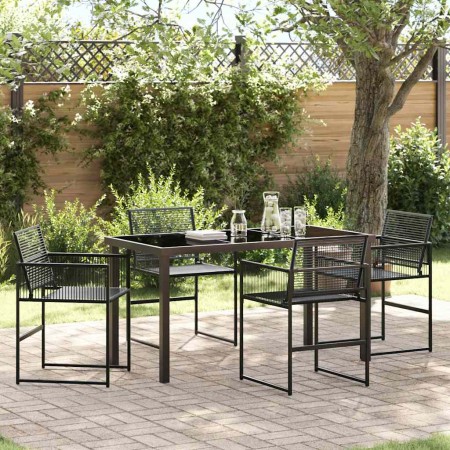 Conjunto de Comedor de Jardín 5 pcs Negro Poliratán