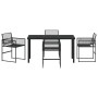 Conjunto de Comedor de Jardín 5 pcs Negro Poliratán