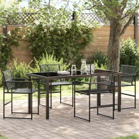 Conjunto de Comedor de Jardín 5 pcs Negro Poliratán
