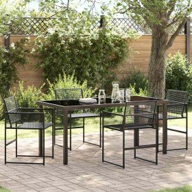 Conjunto de Comedor de Jardín 5 pcs Negro Poliratán