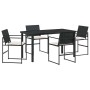 Conjunto de Comedor de Jardín 5 pcs Negro Poliratán