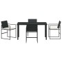 Conjunto de Comedor de Jardín 5 pcs Negro Poliratán