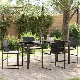 Conjunto de Comedor de Jardín 5 pcs Negro Poliratán