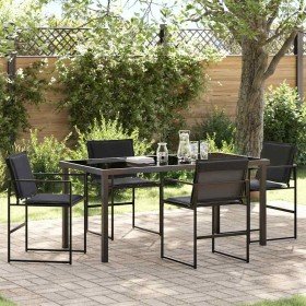 Conjunto de Comedor de Jardín 5 pcs Negro 160 x 80 x 73 cm