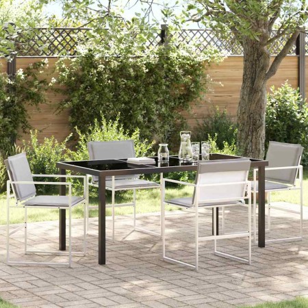 Conjunto de Comedor de Jardín 5 pcs Blanco Textileno y acero en Sillas de jardín | Comprar online en Foro24