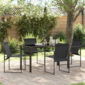 Conjunto de Comedor de Jardín 5 pcs Negro