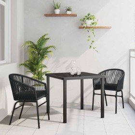 Conjunto de Comedor de Jardín 3 pcs Negro Poliratán