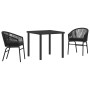 Conjunto de Comedor de Jardín 3 pcs Negro Poliratán