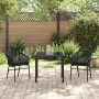 Conjunto de Comedor de Jardín 3 pcs Negro Poliratán