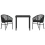 Conjunto de Comedor de Jardín 3 pcs Negro Poliratán