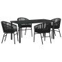 Conjunto de Comedor de Jardín 5 pcs Negro Poliratán