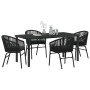 Conjunto de Comedor de Jardín 5 pcs Negro Poliratán