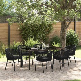Conjunto de Comedor de Jardín 7 pcs Negro Poliratán Conjunto de Comedor de Jardín 7 pcs Negro Poliratán