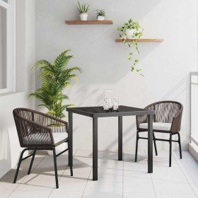 Conjunto de Comedor de Jardín 3 pcs Marrón Poliratán