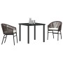 Conjunto de Comedor de Jardín 3 pcs Marrón Poliratán