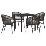 Conjunto de Comedor de Jardín 5 pcs Marrón Poliratán