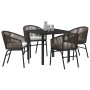 Conjunto de Comedor de Jardín 5 pcs Marrón Poliratán