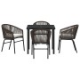 Conjunto de Comedor de Jardín 5 pcs Marrón Poliratán