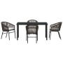 Conjunto de Comedor de Jardín 5 pcs Marrón Poliratán