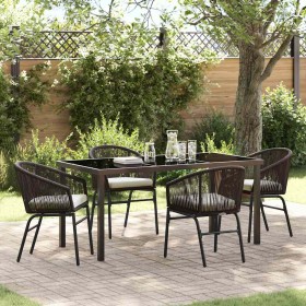 Conjunto de Comedor de Jardín 5 pcs Marrón Poliratán Conjunto de Comedor de Jardín 5 pcs Marrón Poliratán
