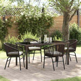 Conjunto de Comedor de Jardín 5 pcs Marrón Poliratán