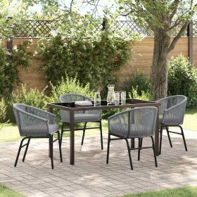 Conjunto de Comedor de Jardín 5 pcs Gris Poliratán