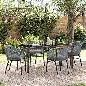 Conjunto de Comedor de Jardín 5 pcs Gris Poliratán