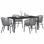 Conjunto de Comedor de Jardín 5 pcs Gris Poliratán