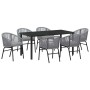 Conjunto de Comedor de Jardín 7 pcs Gris Poliratán