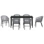 Conjunto de Comedor de Jardín 7 pcs Gris Poliratán