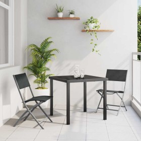 Conjunto de Comedor de Jardín 3 pcs Negro Textileno y acero Conjunto de Comedor de Jardín 3 pcs Negro Textileno y acero