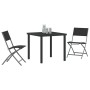 Conjunto de Comedor de Jardín 3 pcs Negro Textileno y acero