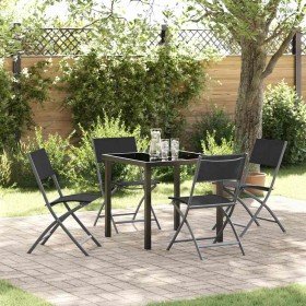 Conjunto de Comedor de Jardín 5 pcs Negro Textileno y acero