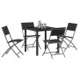 Conjunto de Comedor de Jardín 5 pcs Negro Textileno y acero