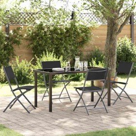 Conjunto de Comedor de Jardín 5 pcs Negro Textileno y acero
