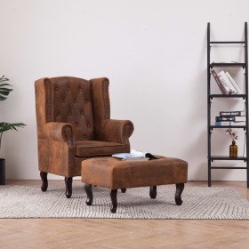 Chesterfield-Sessel und Fußstütze aus braunem Kunstleder von vidaXL, Sessel - Ref: Foro24-281277, Preis: 529,56 €, Rabatt: %