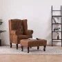 Chesterfield-Sessel und Fußstütze aus braunem Kunstleder von vidaXL, Sessel - Ref: Foro24-281277, Preis: 518,10 €, Rabatt: %