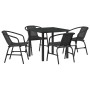 Conjunto de Comedor de Jardín 5 pcs Negro Poliratán